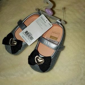 Toddler Girls Sparkly Silver Flat Shoes